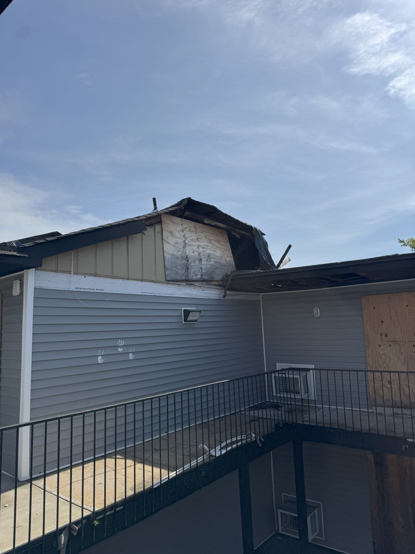 Exterior Roof and Fire wall Damage